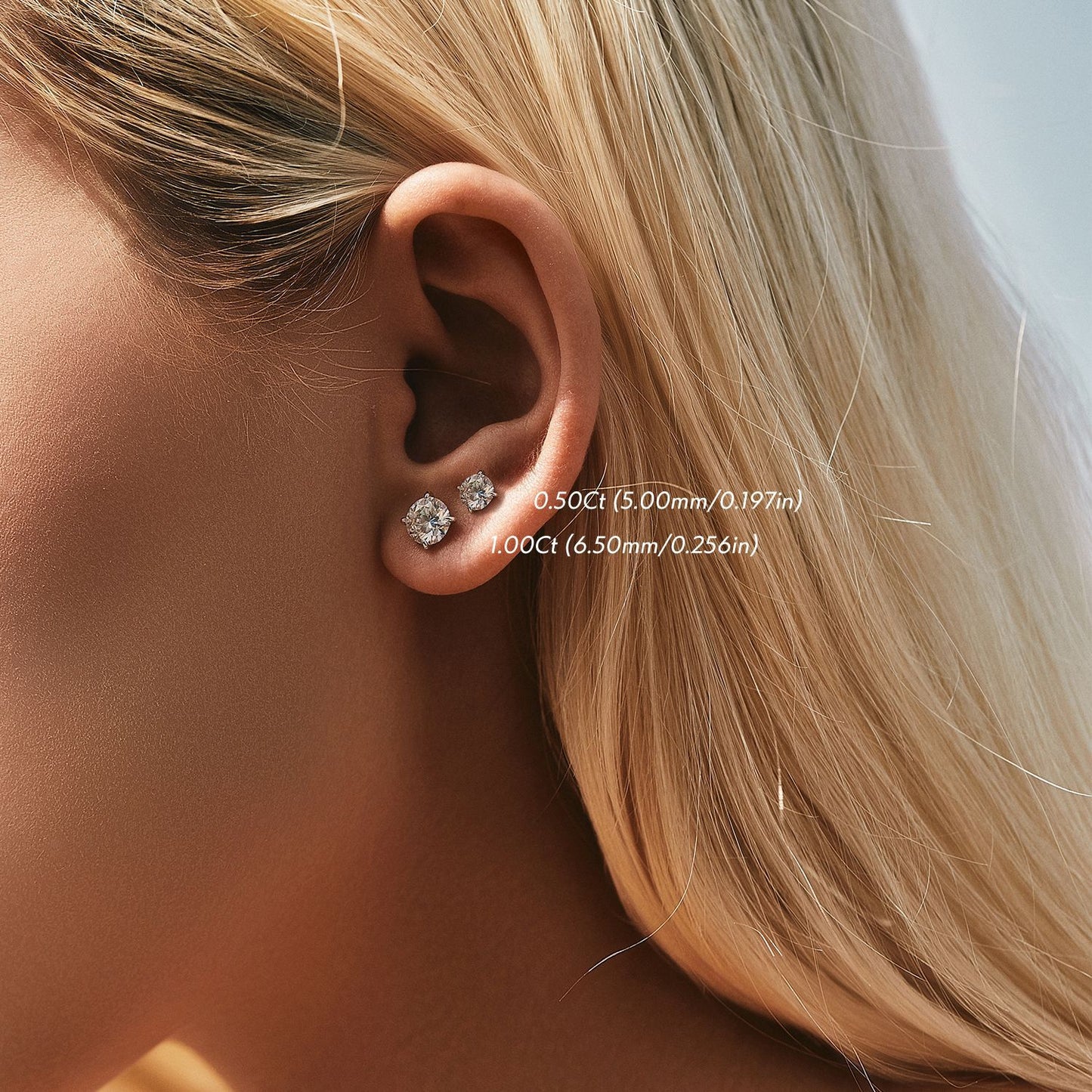 1 carat moissanite s925 sterling silver fashionable temperament Chanel style ins four-claw diamond earrings
