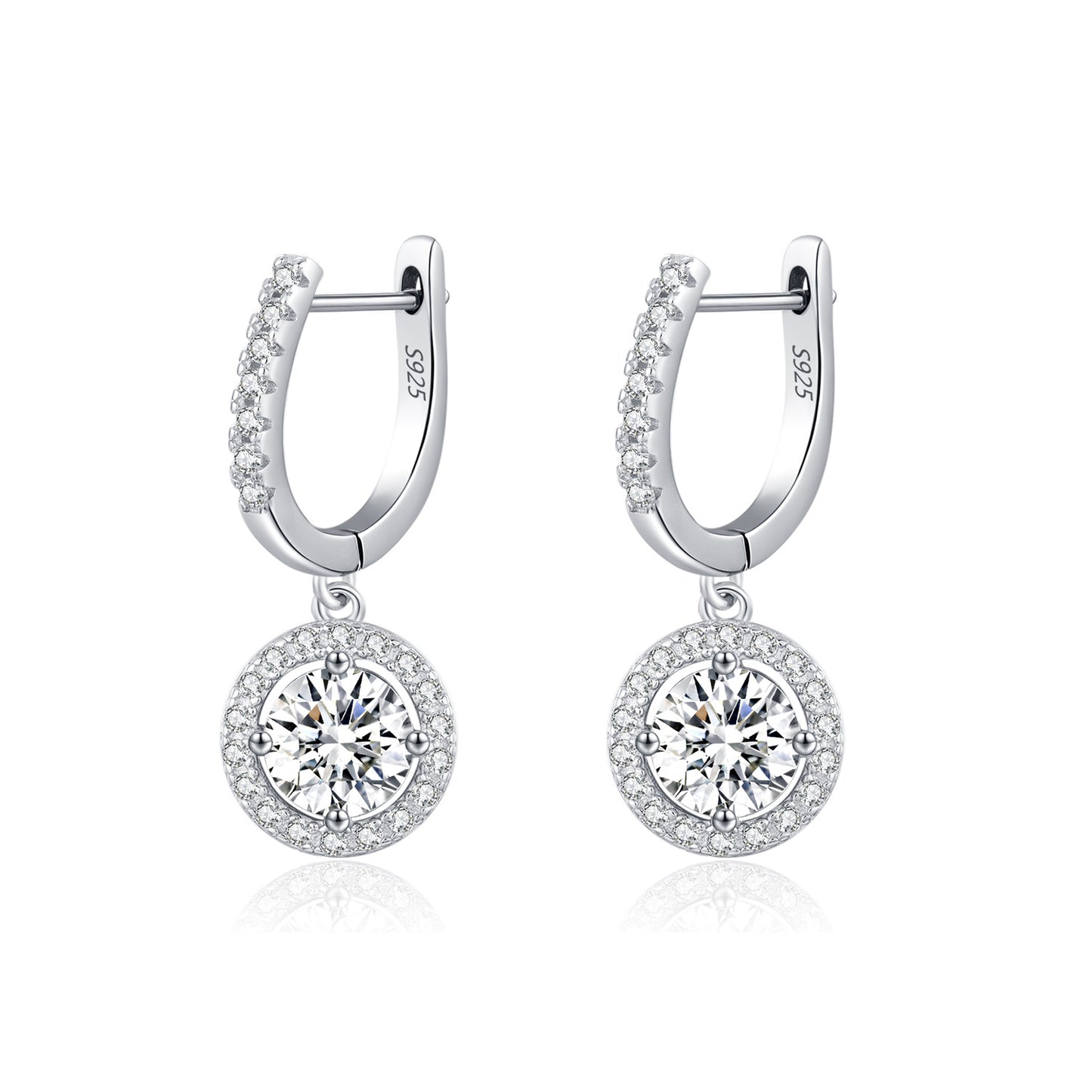80 points earrings s925 silver versatile temperament dazzling full circle sparkling diamond smart earrings
