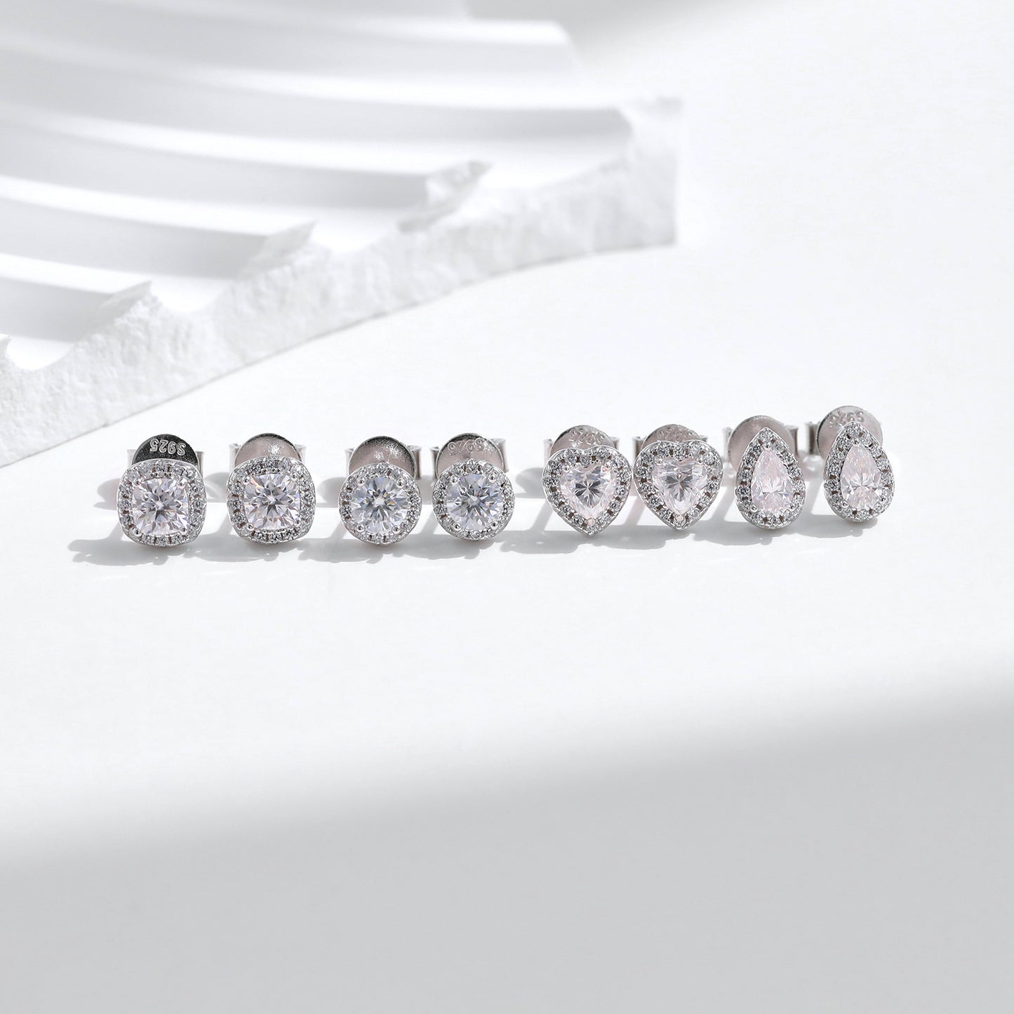D-color moissanite s925 sterling silver light luxury shining full diamond heart water drop geometric earrings