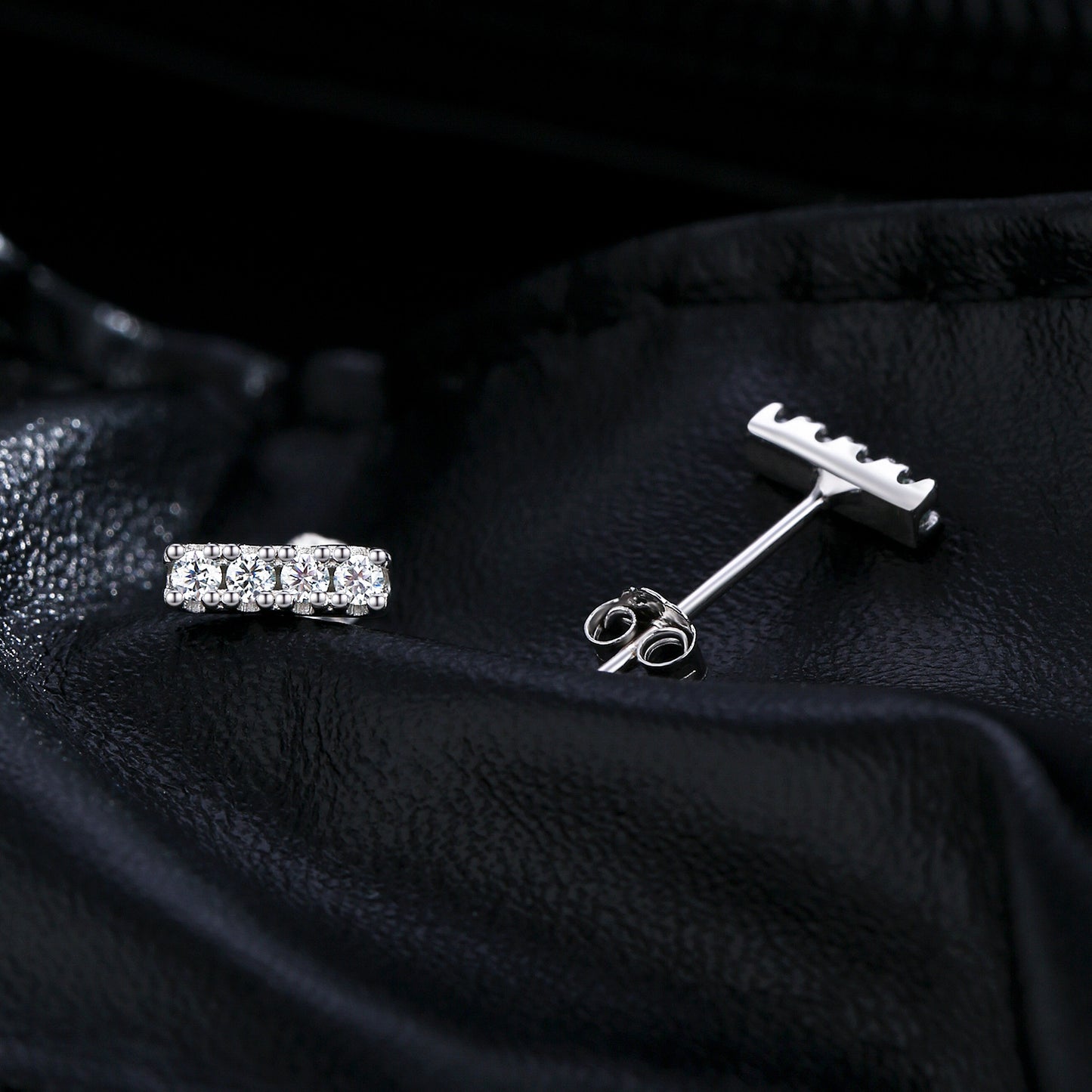 D-color moissanite 925 silver light luxury small cool feeling exquisite brilliant row diamond earrings