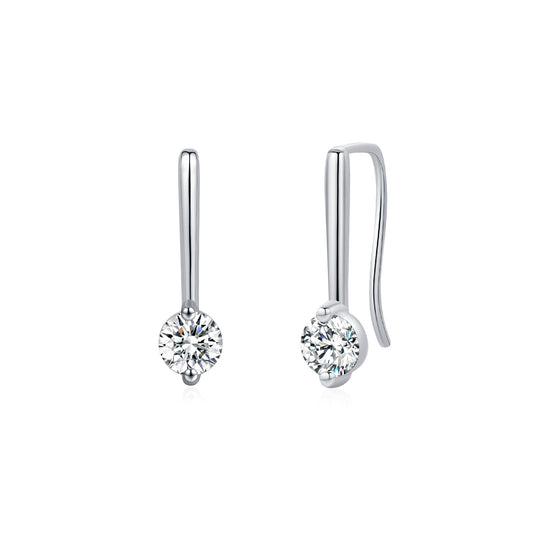 50-point Moissanite s925 silver European and American Chill style earrings, elegant ear hooks, shining diamond earrings