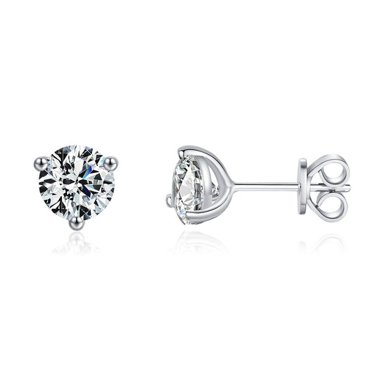1 carat moissanite s925 sterling silver classic simple basic super shiny three-claw earrings