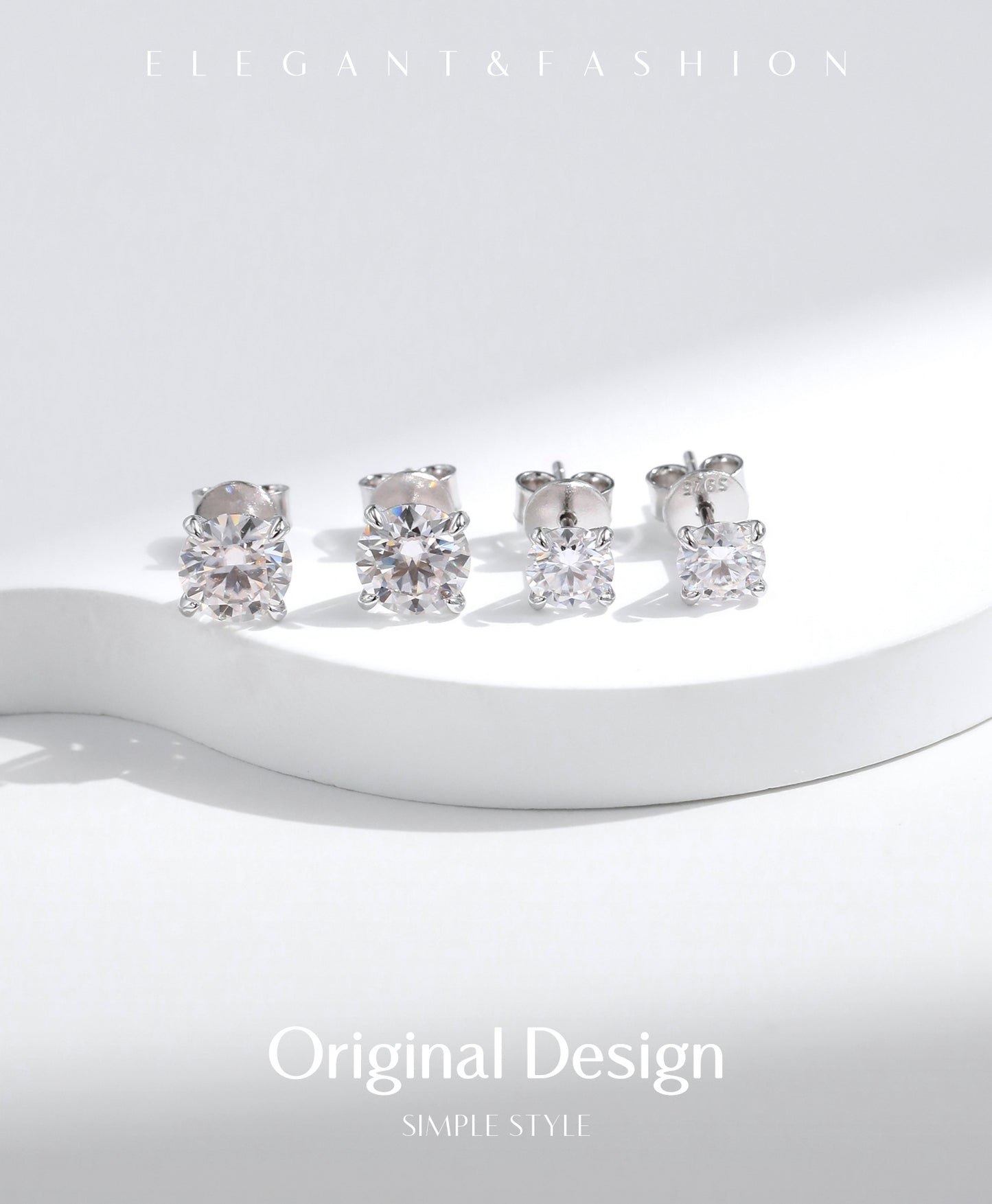 1 carat moissanite s925 sterling silver fashionable temperament Chanel style ins four-claw diamond earrings