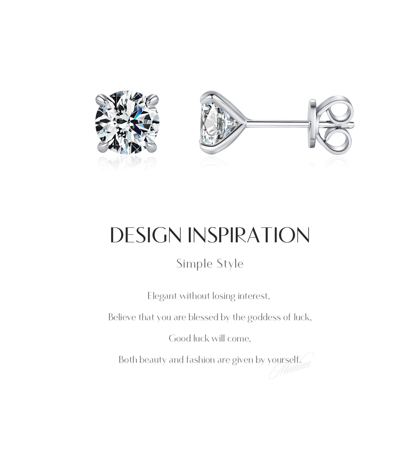1 carat moissanite s925 sterling silver fashionable temperament Chanel style ins four-claw diamond earrings