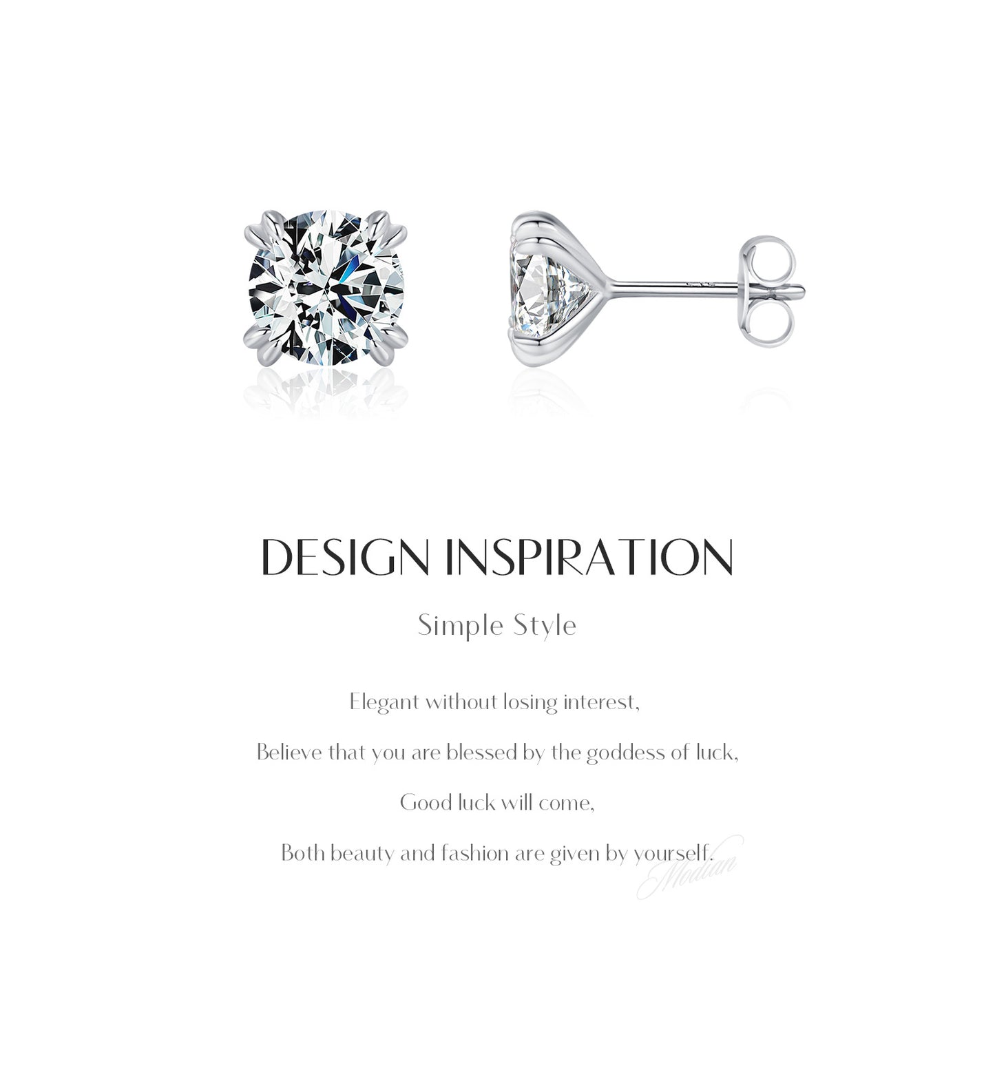 1 carat moissanite S925 sterling silver light luxury style beautiful versatile shining diamond earrings