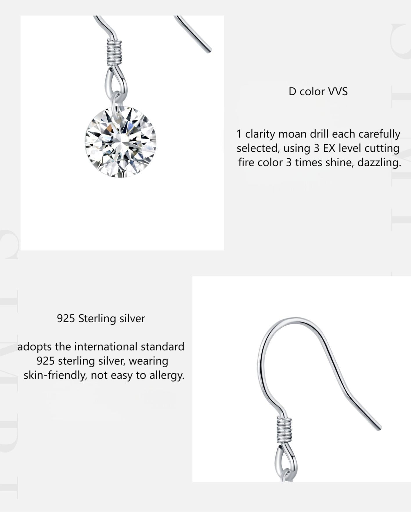 1 carat moissanite earrings s925 sterling silver flashing elegant earrings for women