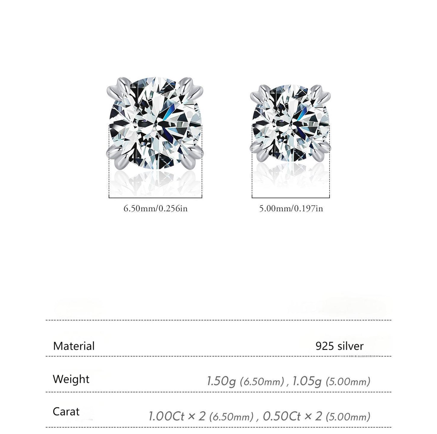 1 carat moissanite S925 sterling silver light luxury style beautiful versatile shining diamond earrings