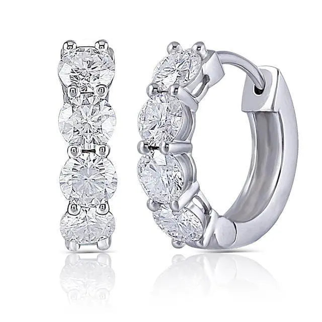 10k White, Yellow, Rose Gold Hoop Moissanite Trendy Earrings 2ctw