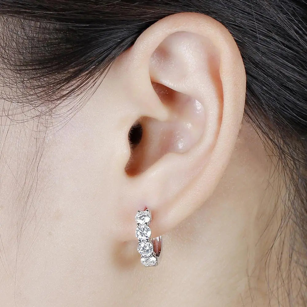 10k White, Yellow, Rose Gold Hoop Moissanite Trendy Earrings 2ctw