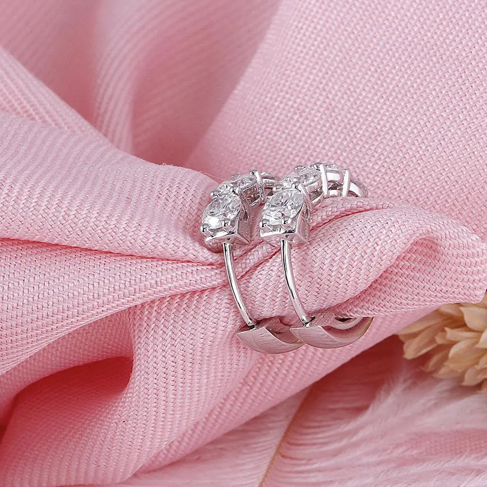 10k White, Yellow, Rose Gold Hoop Moissanite Trendy Earrings 2ctw
