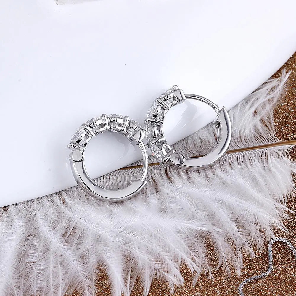 10k White, Yellow, Rose Gold Hoop Moissanite Trendy Earrings 2ctw