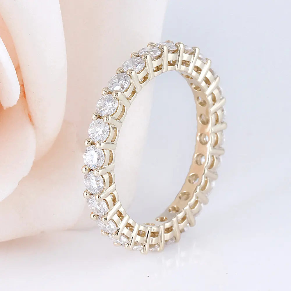 10k Yellow Gold Moissanite Eternity Ring / Wedding Band for Women 1.5 Carat Total