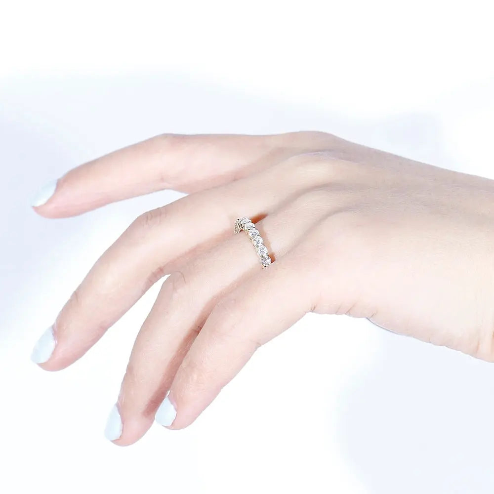 10k Yellow Gold Moissanite Eternity Ring / Wedding Band for Women 1.5 Carat Total
