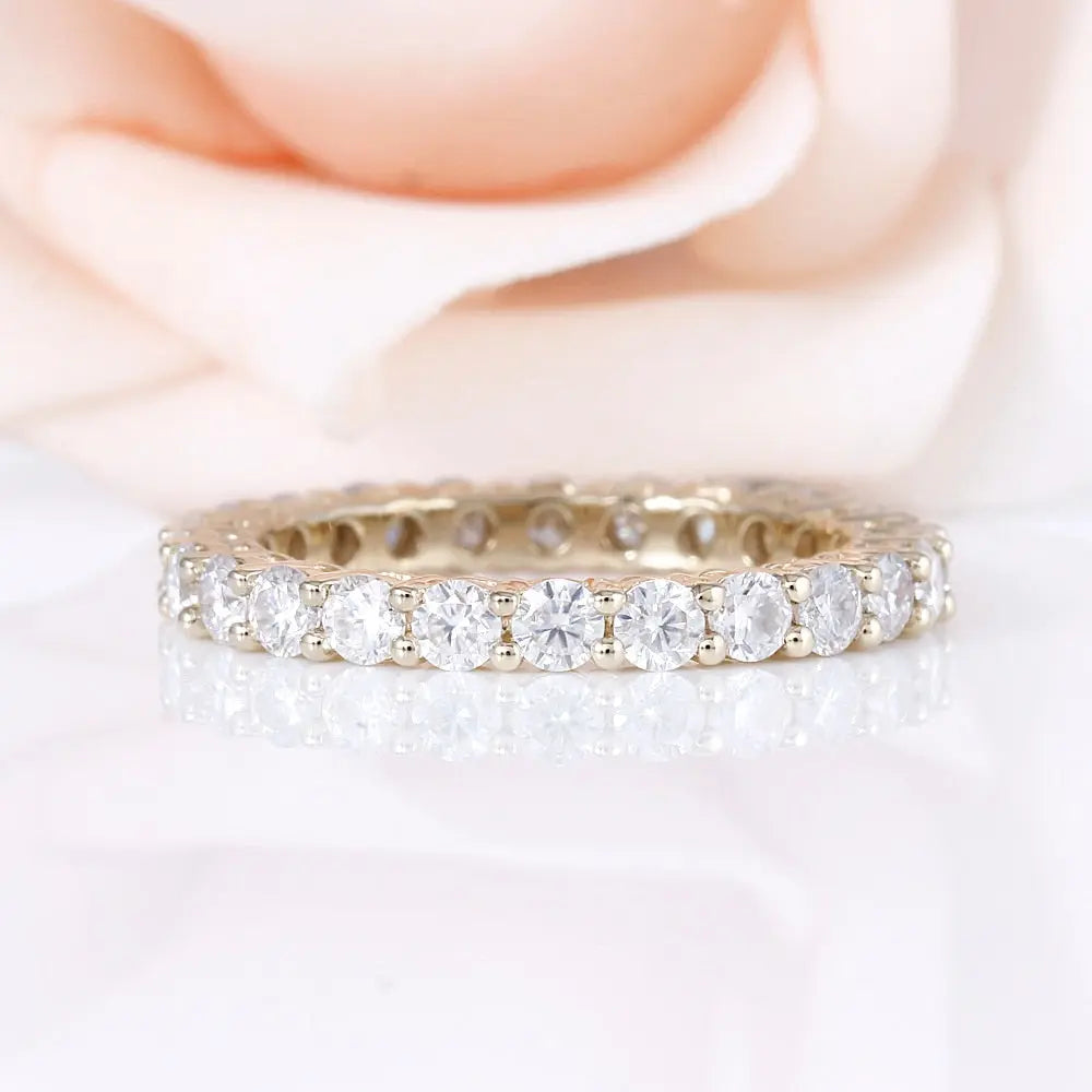 10k Yellow Gold Moissanite Eternity Ring / Wedding Band for Women 1.5 Carat Total