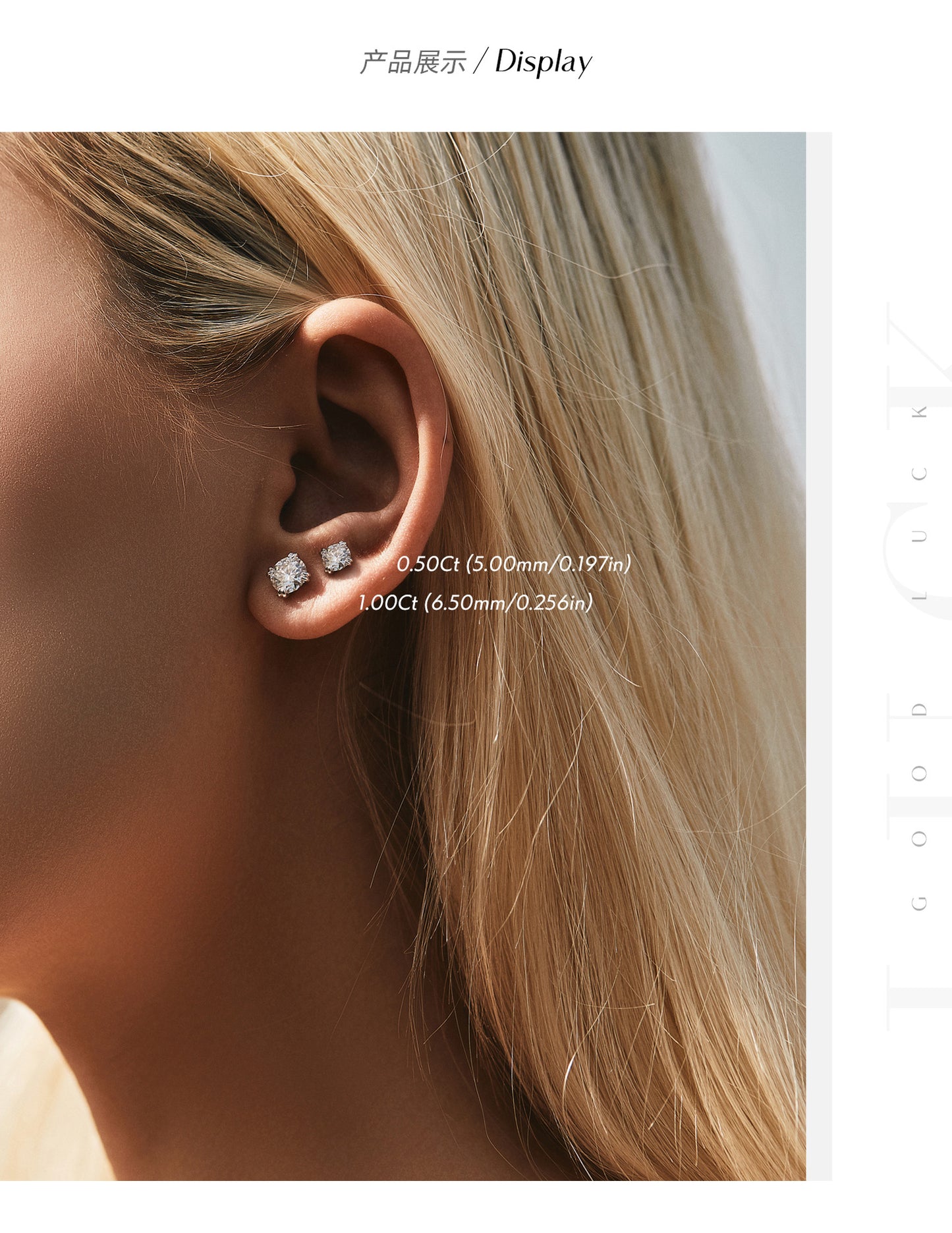 1 carat moissanite S925 sterling silver light luxury style beautiful versatile shining diamond earrings