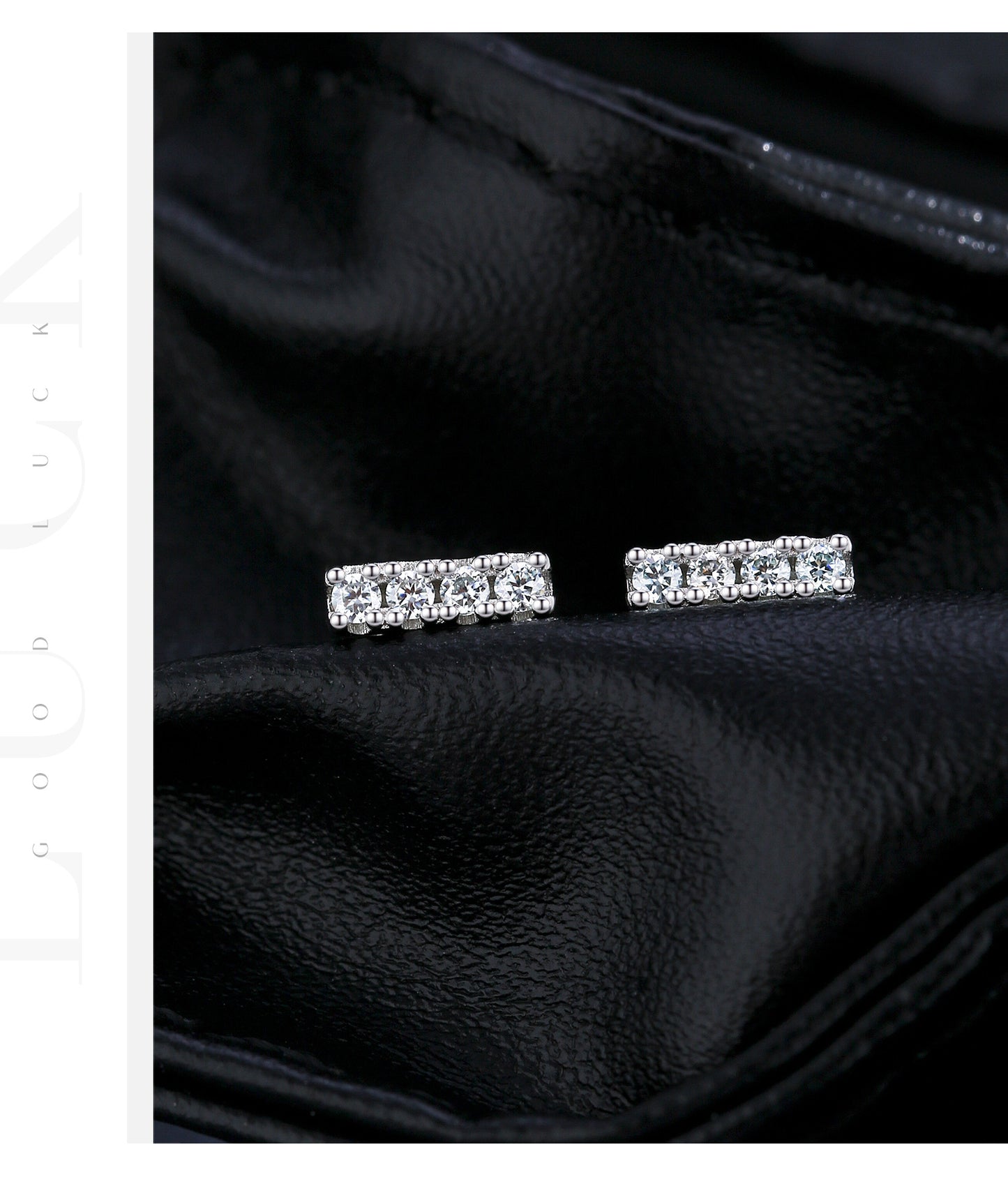 D-color moissanite 925 silver light luxury small cool feeling exquisite brilliant row diamond earrings
