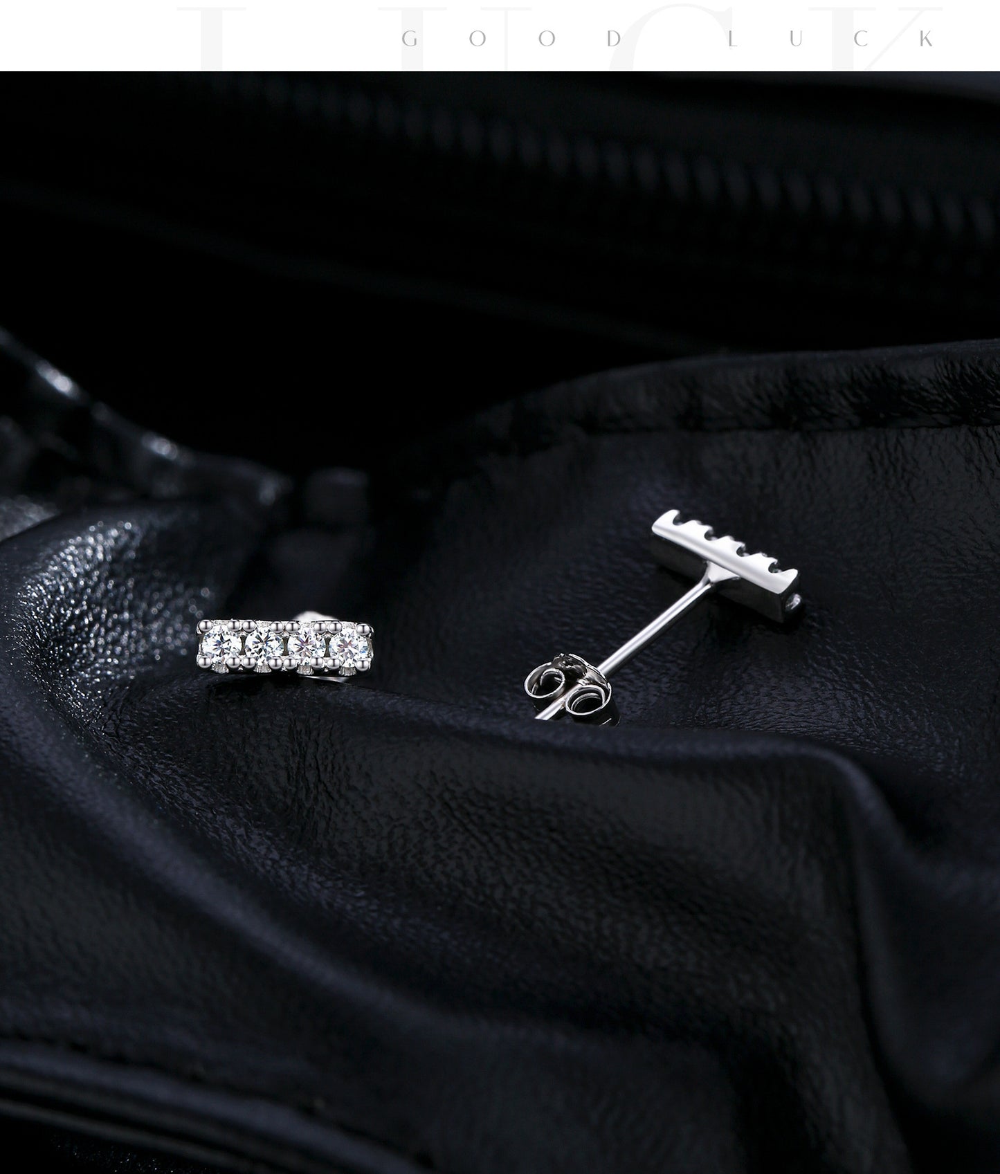 D-color moissanite 925 silver light luxury small cool feeling exquisite brilliant row diamond earrings