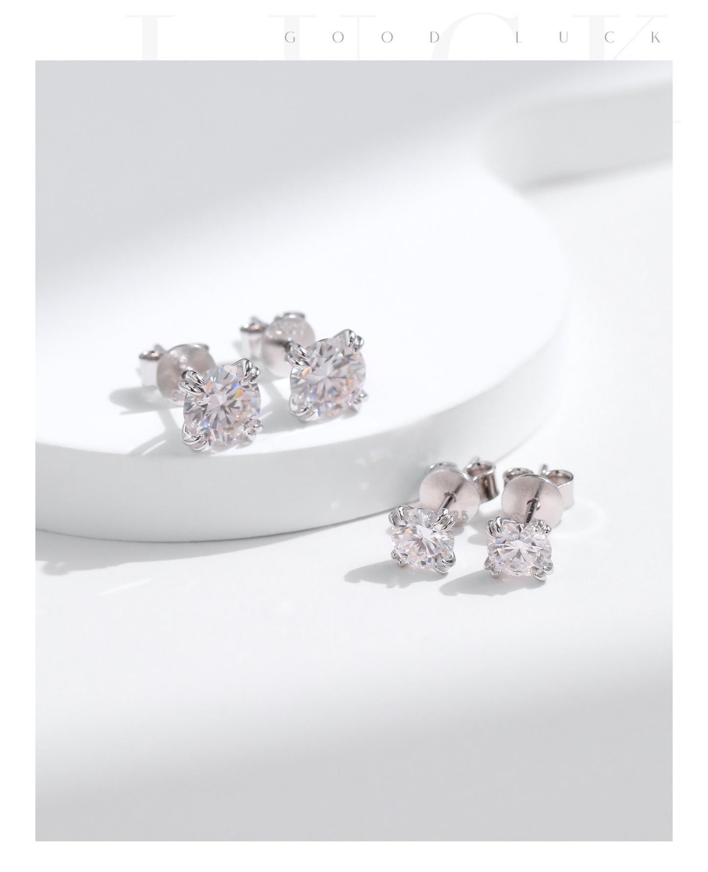 1 carat moissanite S925 sterling silver light luxury style beautiful versatile shining diamond earrings