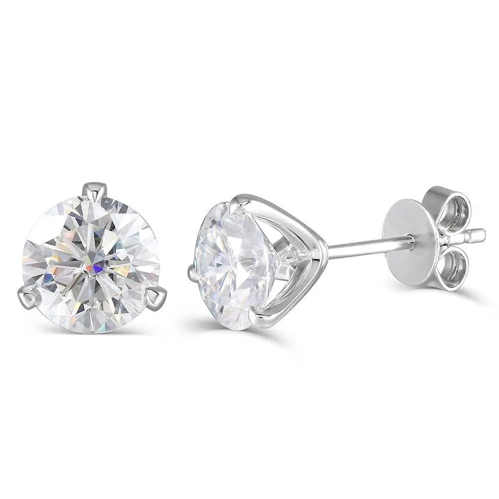 14k / 18k White Gold Moissanite Stud Earrings for Sale 2ctw