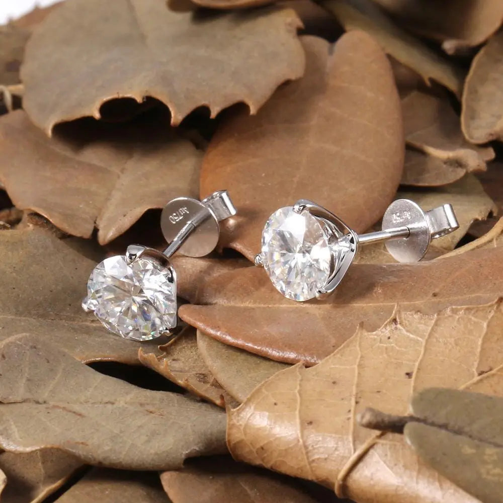 14k / 18k White Gold Moissanite Stud Earrings for Sale 2ctw