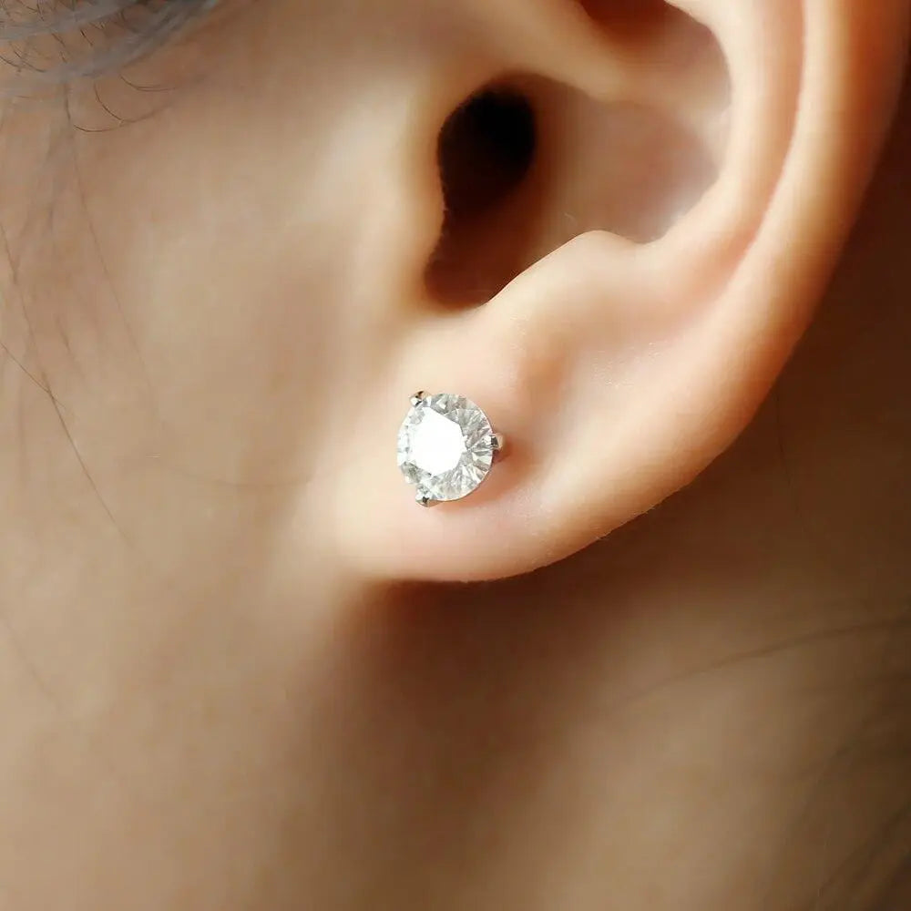 14k / 18k White Gold Moissanite Stud Earrings for Sale 2ctw