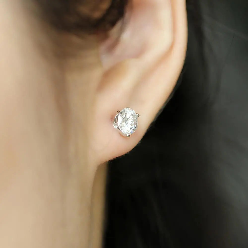 14k / 18k White Gold Moissanite Stud Earrings for Sale 2ctw