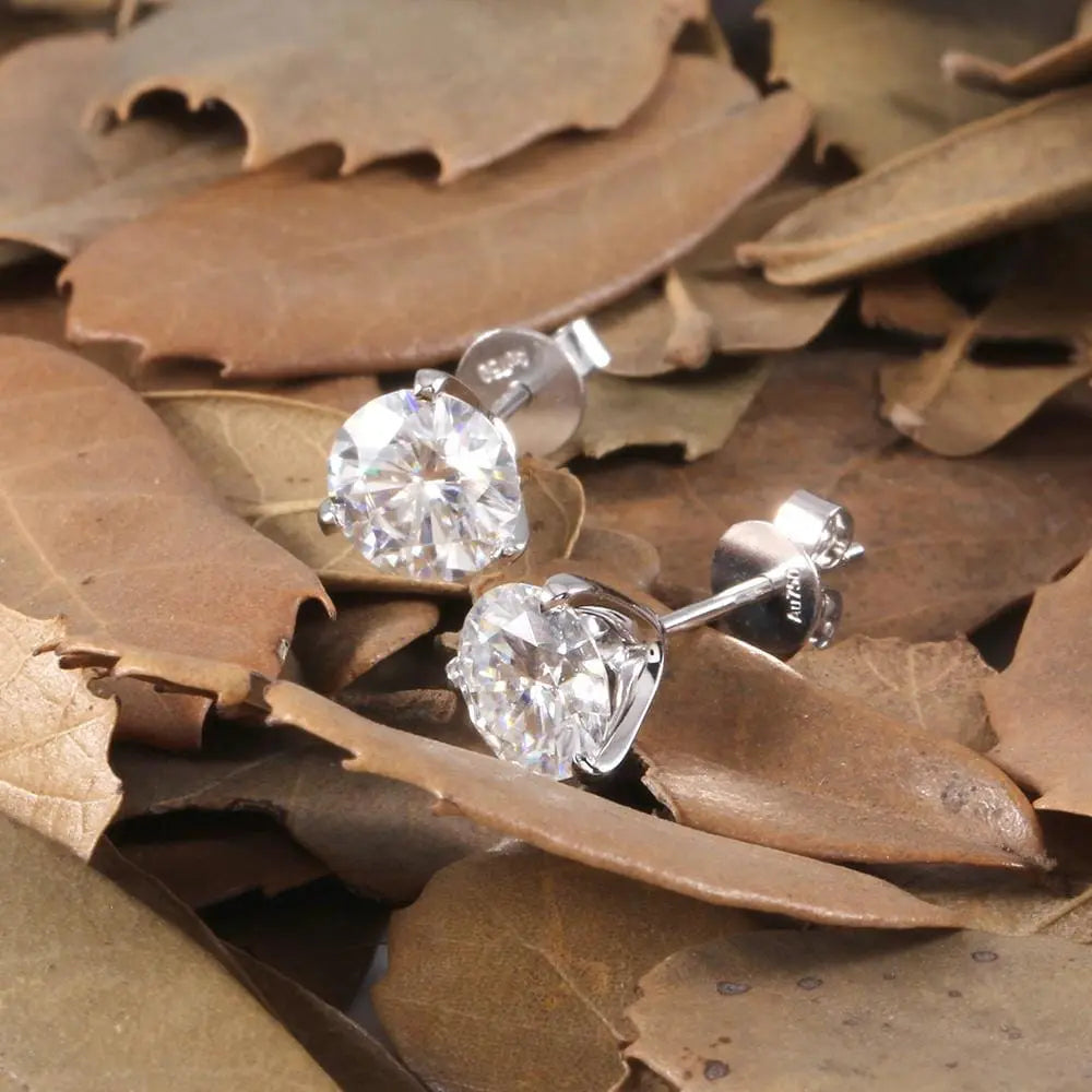 14k / 18k White Gold Moissanite Stud Earrings for Sale 2ctw