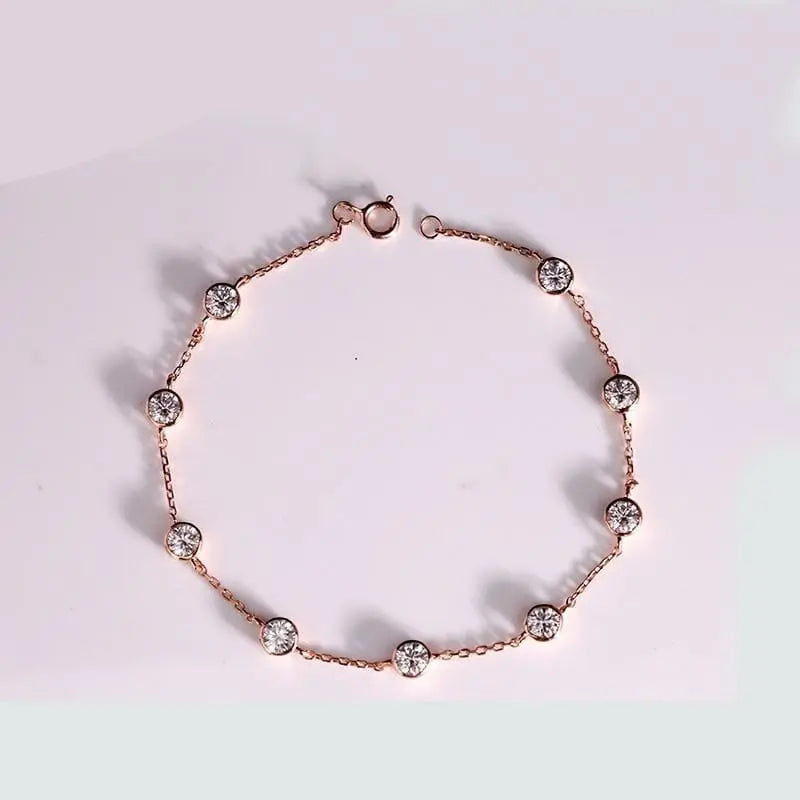 14k White / Yellow / Rose Gold Bezel Set Moissanite Affordable Bracelet 2.7ct