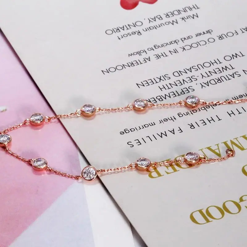 14k White / Yellow / Rose Gold Bezel Set Moissanite Affordable Bracelet 2.7ct