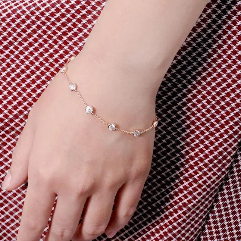14k White / Yellow / Rose Gold Bezel Set Moissanite Affordable Bracelet 2.7ct