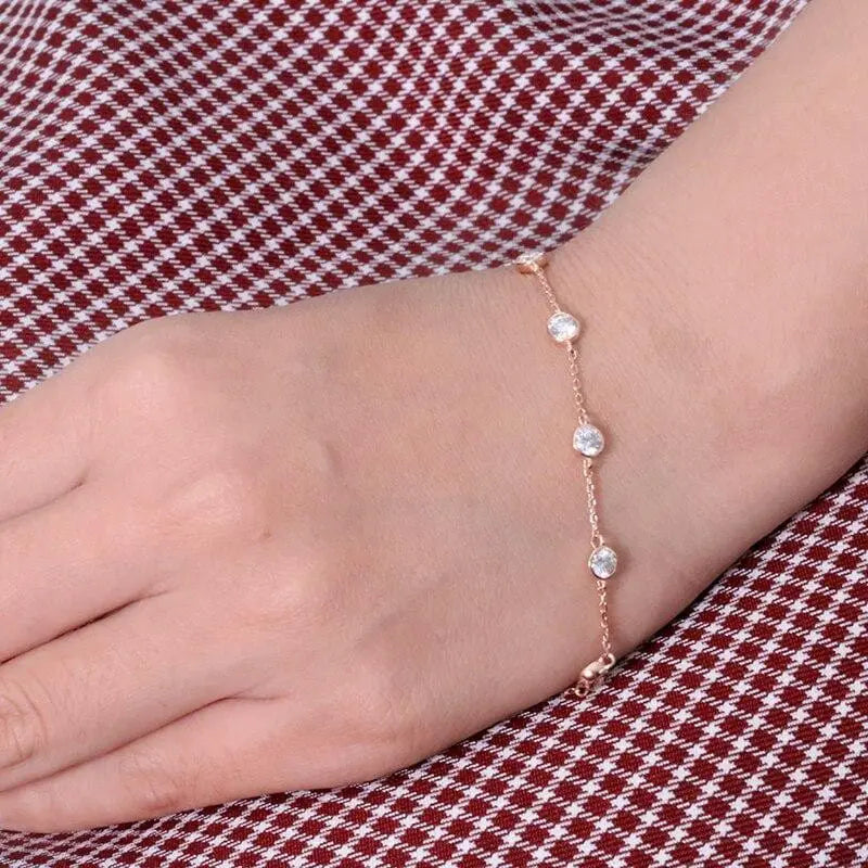 14k White / Yellow / Rose Gold Bezel Set Moissanite Affordable Bracelet 2.7ct