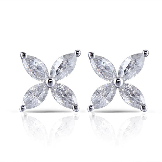 14k White / Yellow / Rose Gold Moissanite Marquise Cut Earrings 0.8ctw