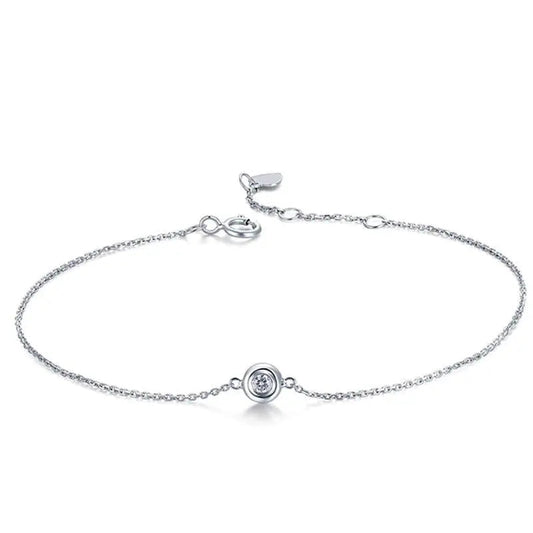 14k White / Yellow Gold Bezel Set Moissanite Affordable Gold Bracelet 0.1ct