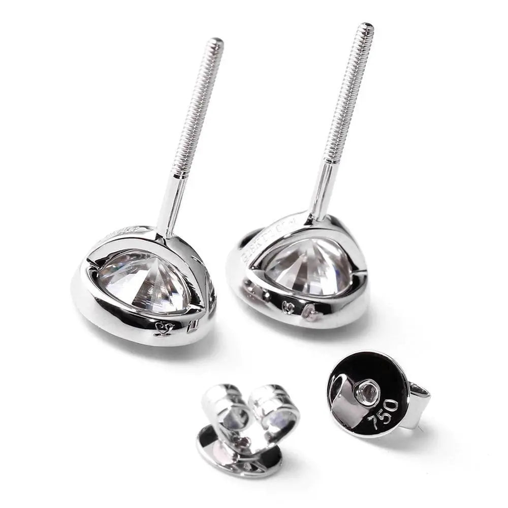 14k White Gold Bezel Set Earrings / Moissanite Stud 2ctw