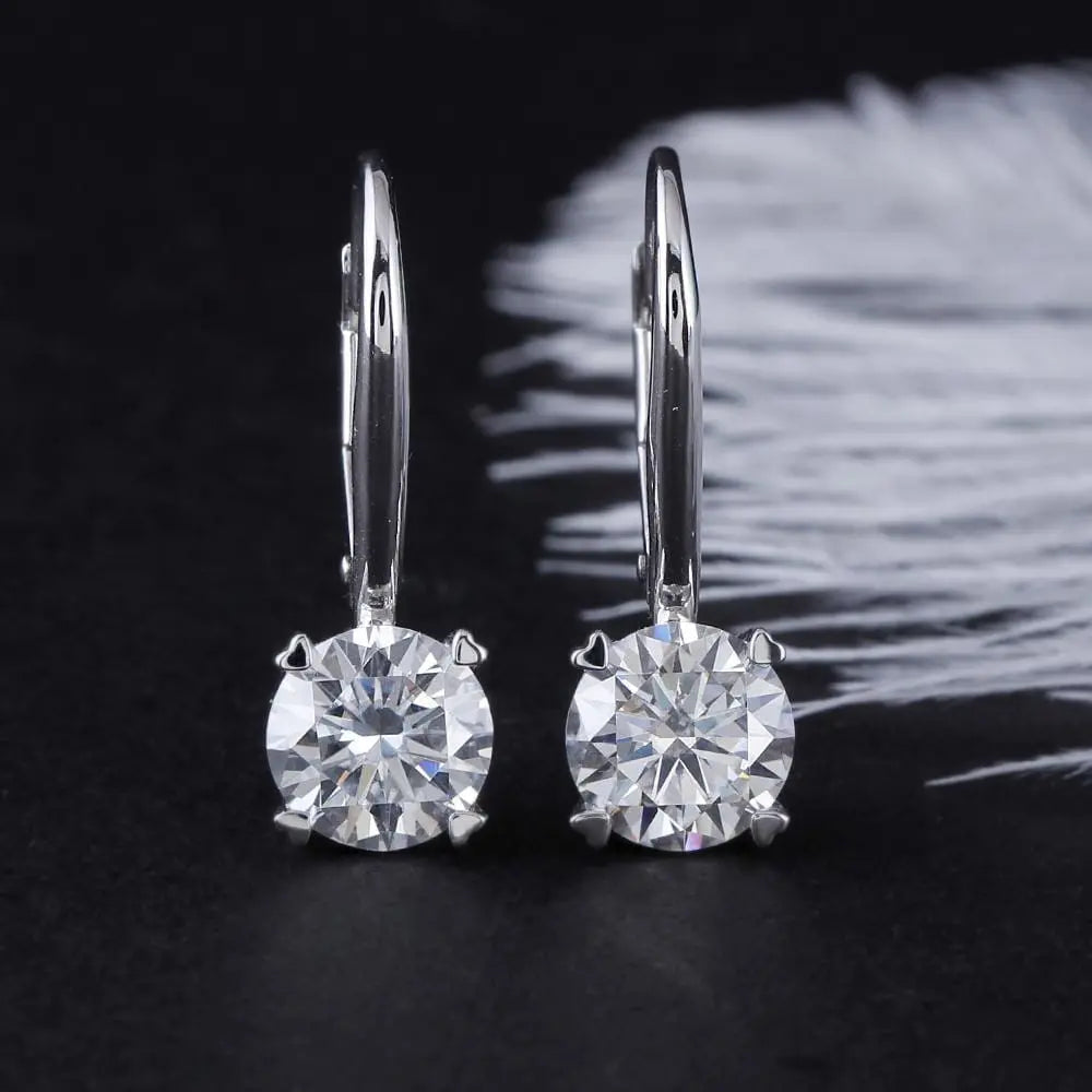 Cool Dangle Earrings Collection - 14k White Gold Drop / Dangle Moissanite Earrings 2ctw