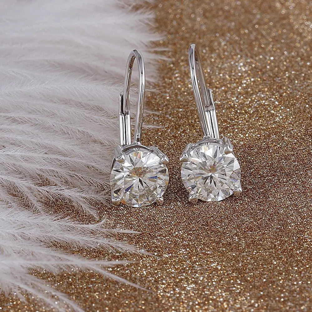 Cool Dangle Earrings Collection - 14k White Gold Drop / Dangle Moissanite Earrings 2ctw