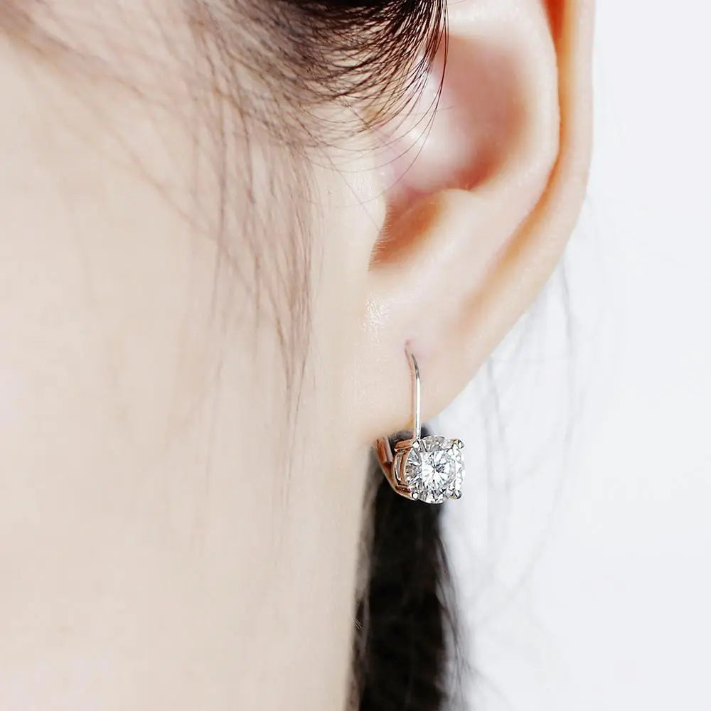 Cool Dangle Earrings Collection - 14k White Gold Drop / Dangle Moissanite Earrings 2ctw