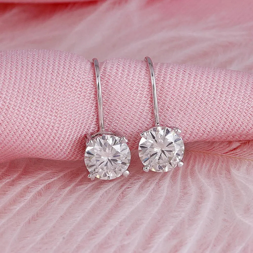 Cool Dangle Earrings Collection - 14k White Gold Drop / Dangle Moissanite Earrings 2ctw