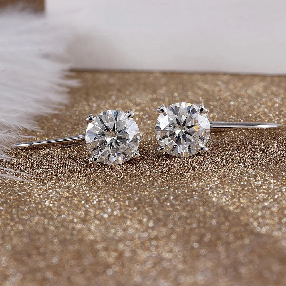 Cool Dangle Earrings Collection - 14k White Gold Drop / Dangle Moissanite Earrings 2ctw