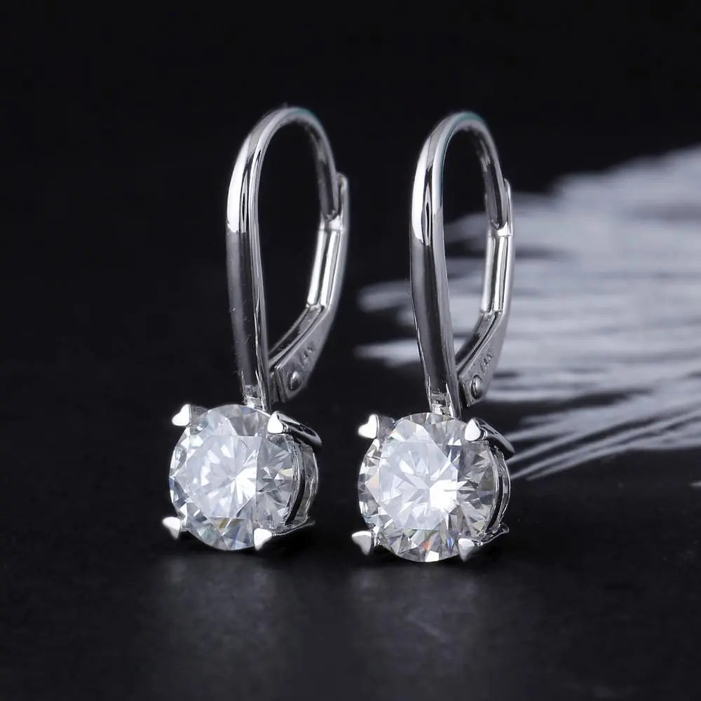 Cool Dangle Earrings Collection - 14k White Gold Drop / Dangle Moissanite Earrings 2ctw