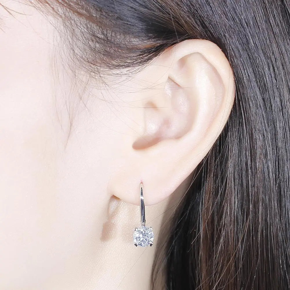 Cool Dangle Earrings Collection - 14k White Gold Drop / Dangle Moissanite Earrings 2ctw