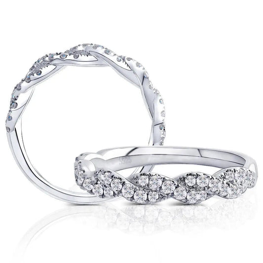 14k White Gold Moissanite Anniversary Ring / Wedding Band Woman 0.5ct Total
