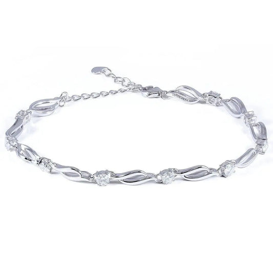 14k White Gold Moissanite Bangle Bracelet 9 Stone 0.9ctw