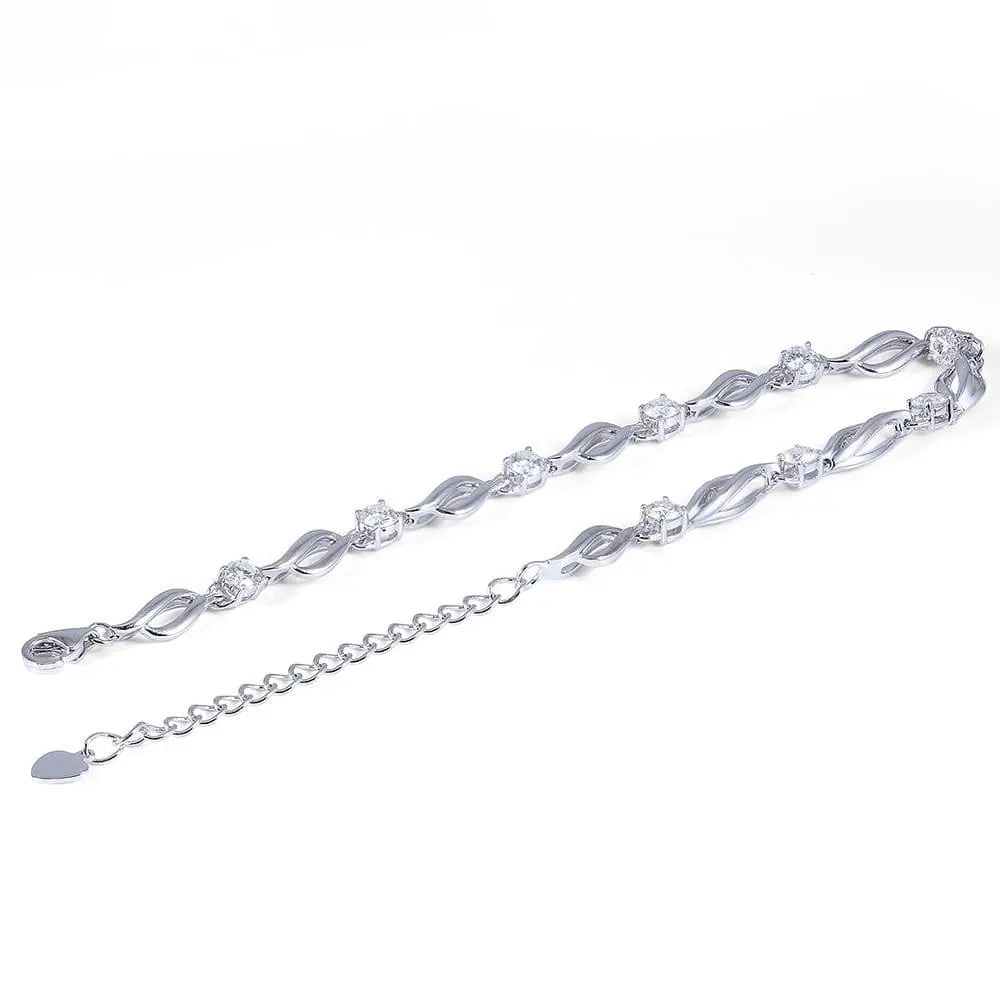 14k White Gold Moissanite Bangle Bracelet 9 Stone 0.9ctw