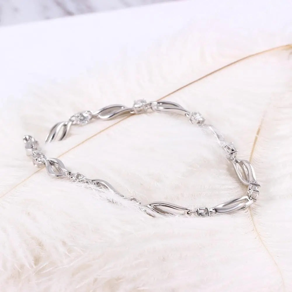 14k White Gold Moissanite Bangle Bracelet 9 Stone 0.9ctw