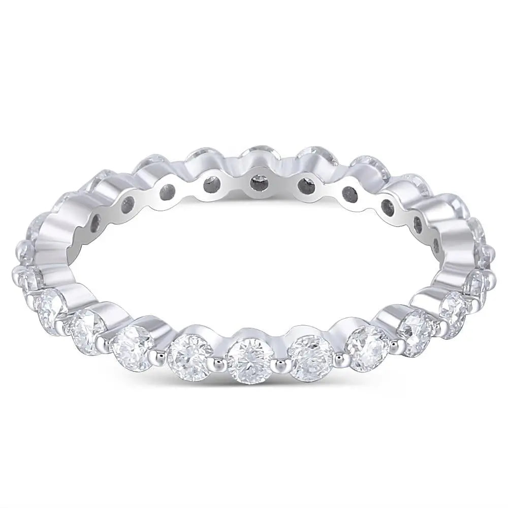 14k White Gold Eternity Ring Moissanite 1ct Total