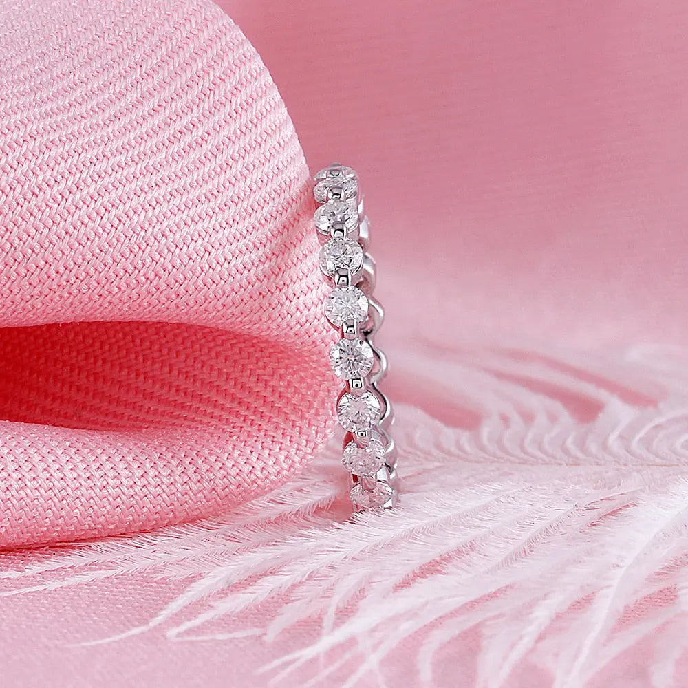 14k White Gold Eternity Ring Moissanite 1ct Total