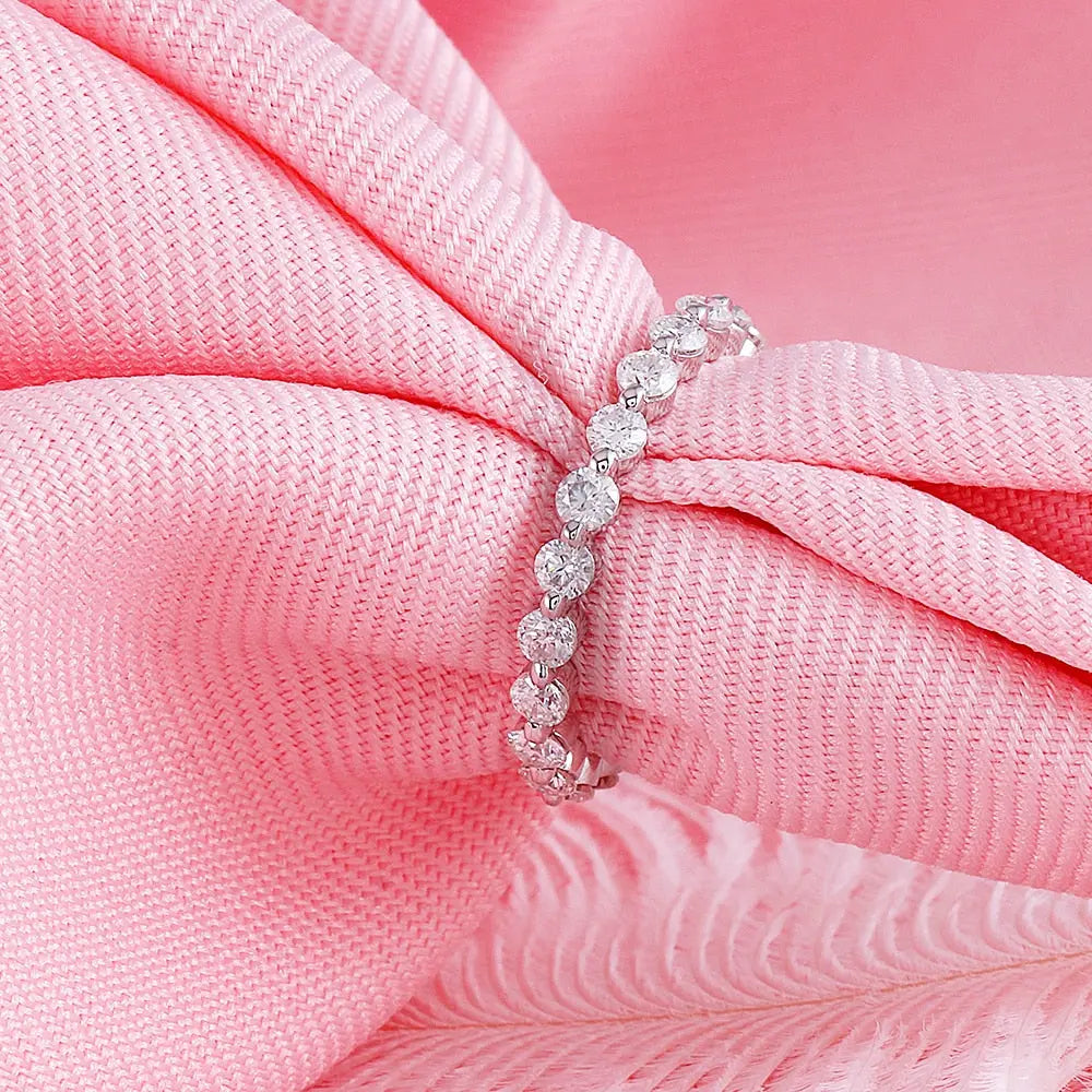 14k White Gold Eternity Ring Moissanite 1ct Total