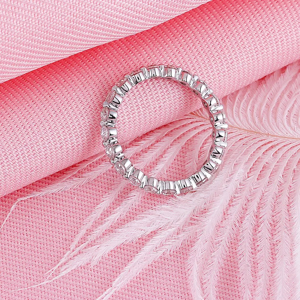 14k White Gold Eternity Ring Moissanite 1ct Total