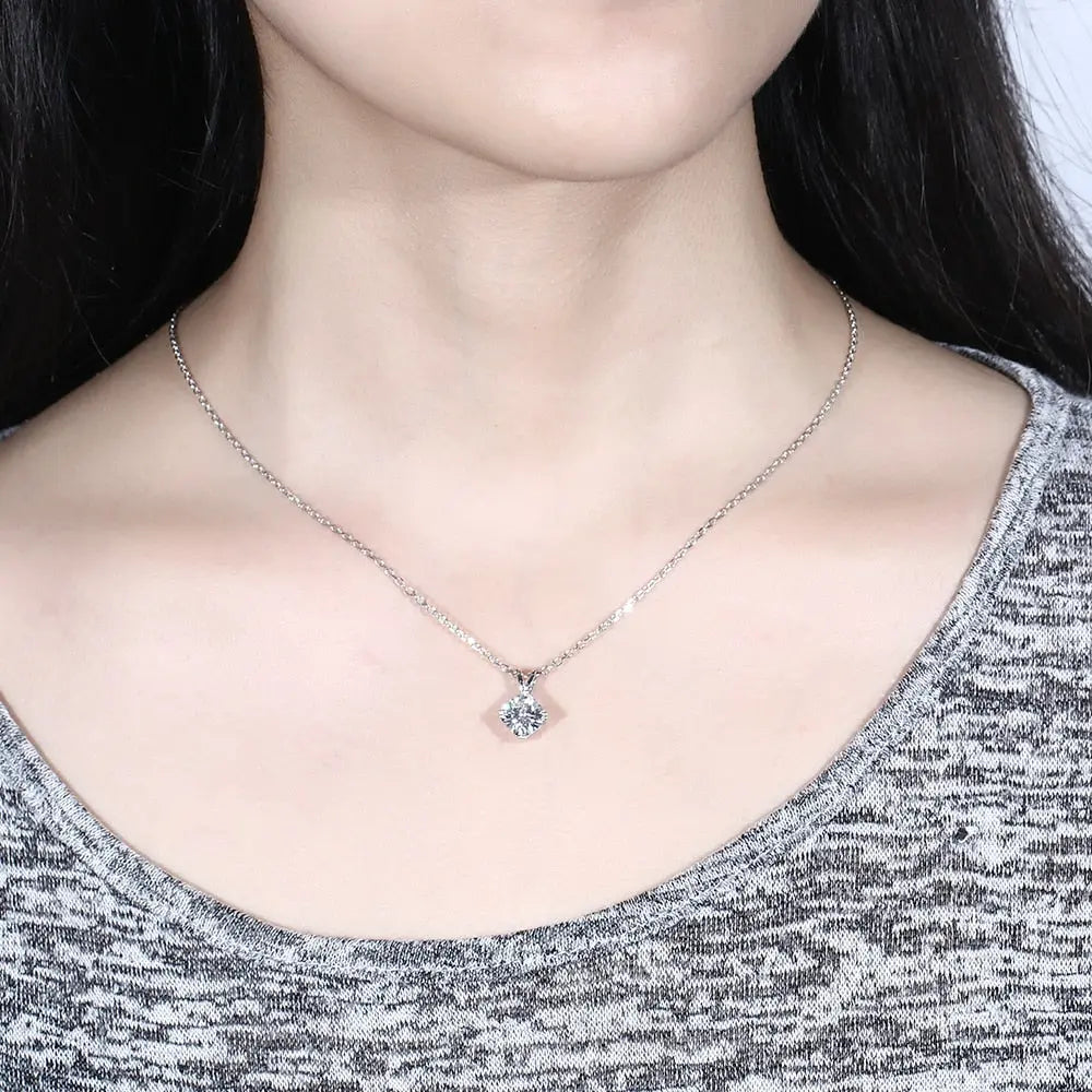 White Gold Chain 14k / Moissanite Necklace / Pendant 2ct